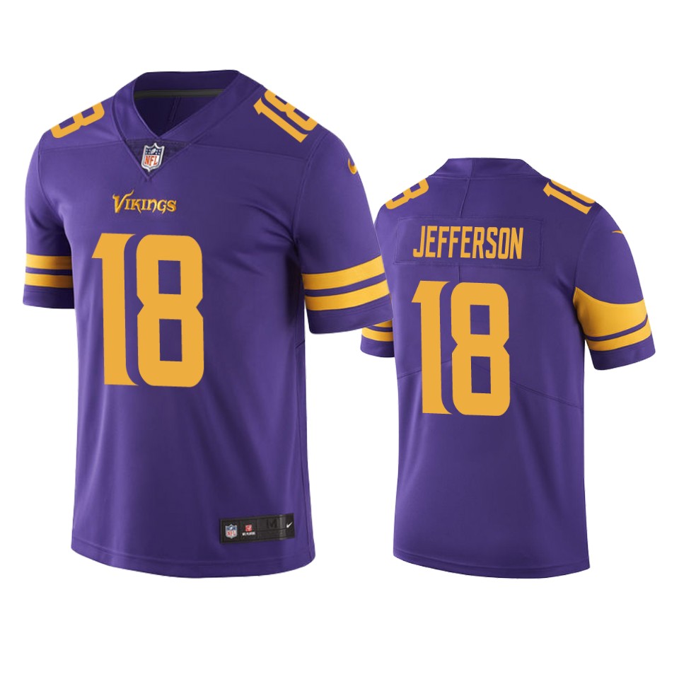 Men's Minnesota Vikings #18 Justin Jefferson Purple NFL Color Rush Limited Stitched Jersey